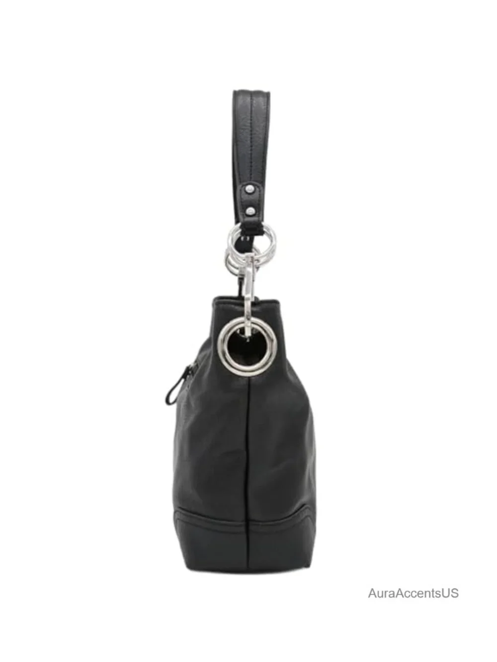 Hobo Shoulder Bag Faux Leather Zipper Closure Detachable Strap Pockets